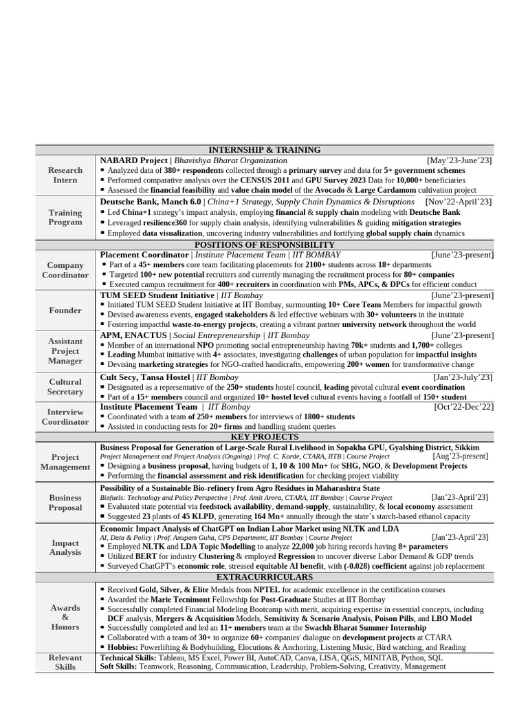 Internship and Training Experience Summary | PDF | Economies