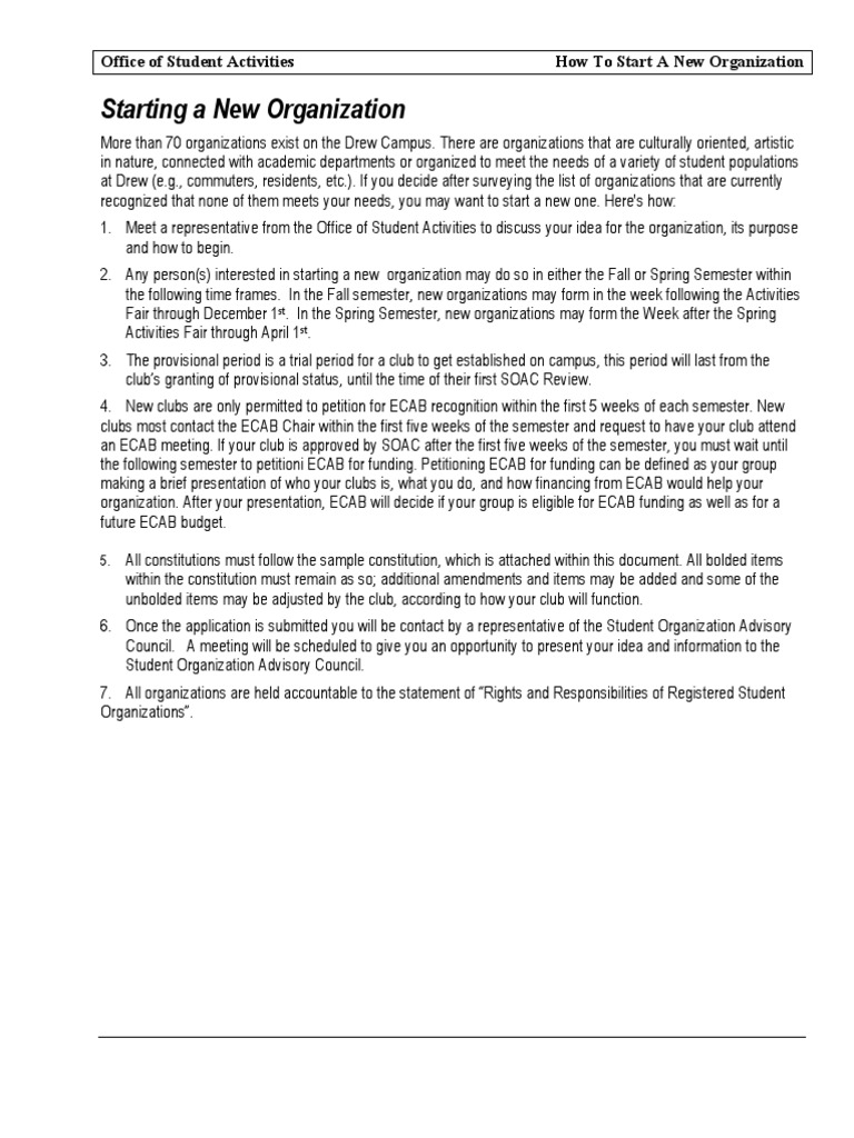 How To Start A Club PDF Quorum Board Of Directors