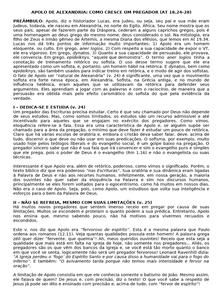 Apolo de Alexandria: O Pregador Eficaz | PDF | Apolo | Retórica