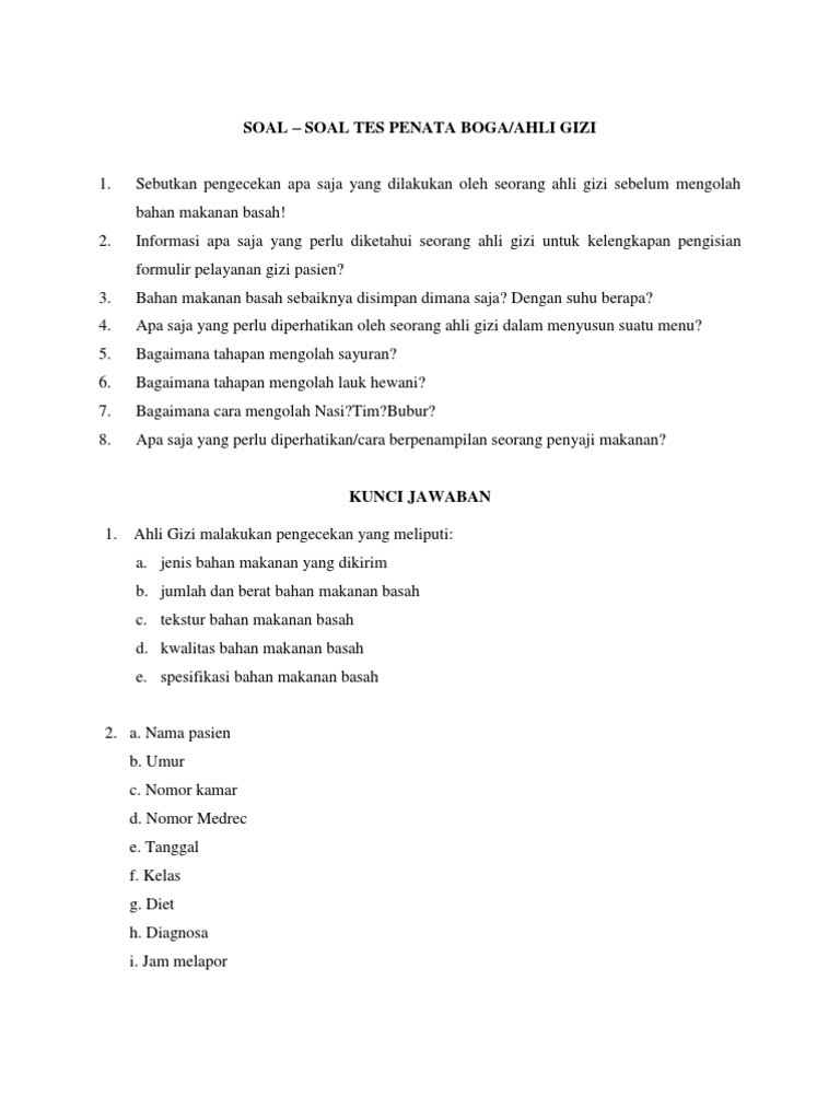 Soal Gizi