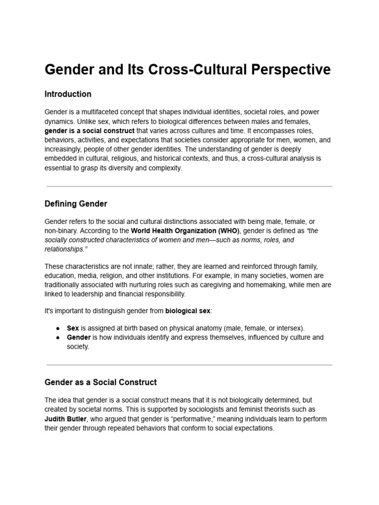 Understanding Gender Across Cultures | PDF | Gender | Gender Studies