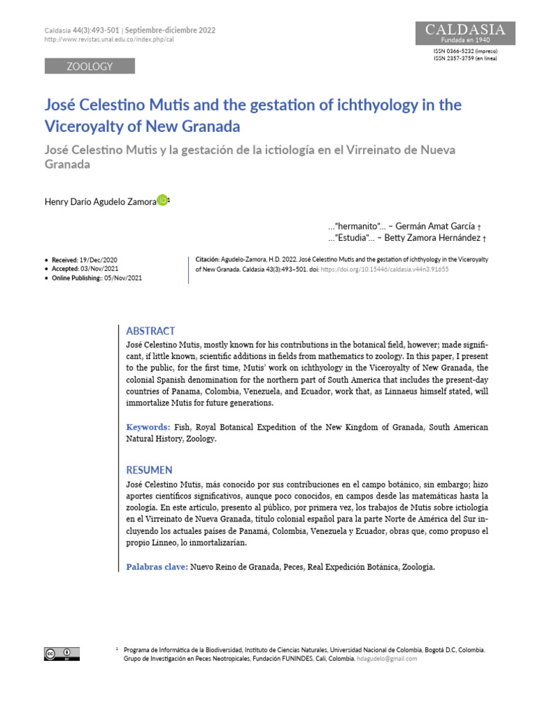 Mutis and Ichthyology in New Granada | PDF | Fish