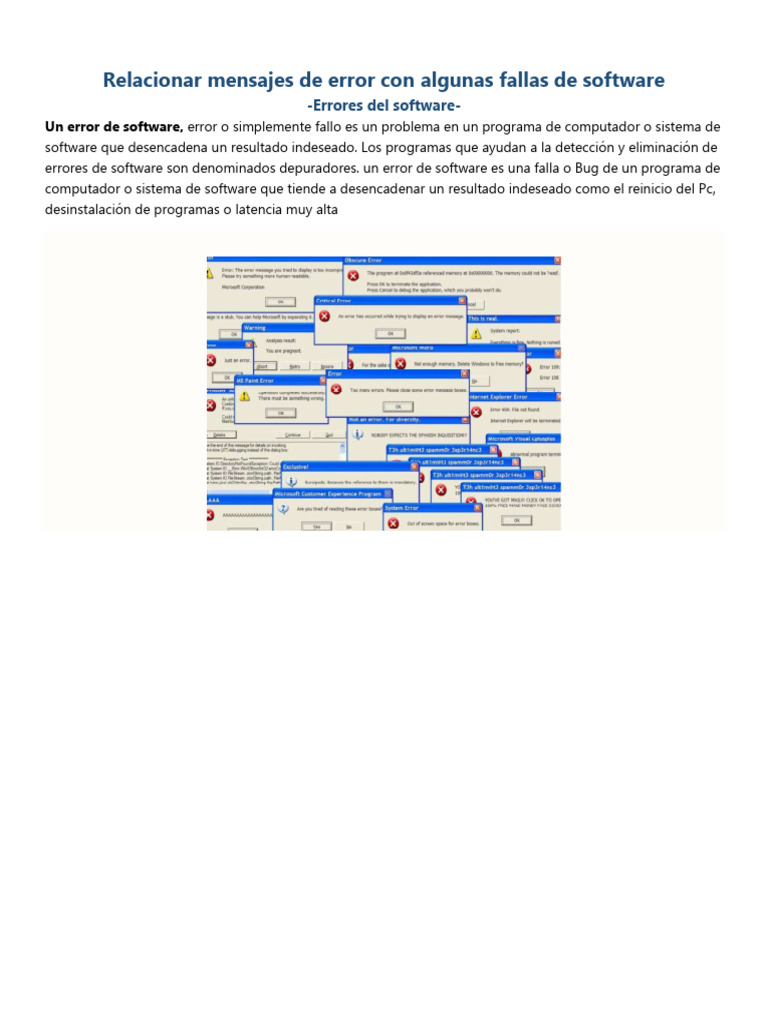Errores de Software y Mantenimiento Preventivo | PDF | Software | Error ...