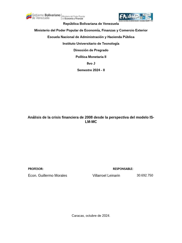 Analisis de La Crisis Financiera de 2008 | PDF | La política monetaria ...