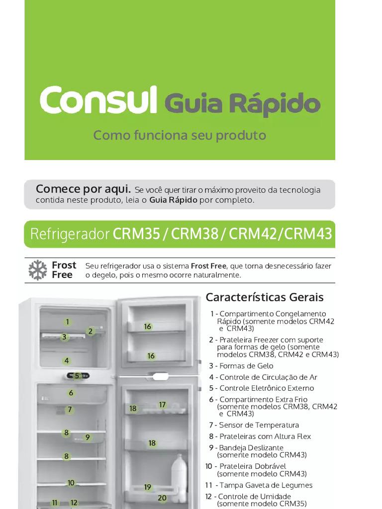 Características Geladeira Consul CRM43 | PDF | Geladeira | Física ...