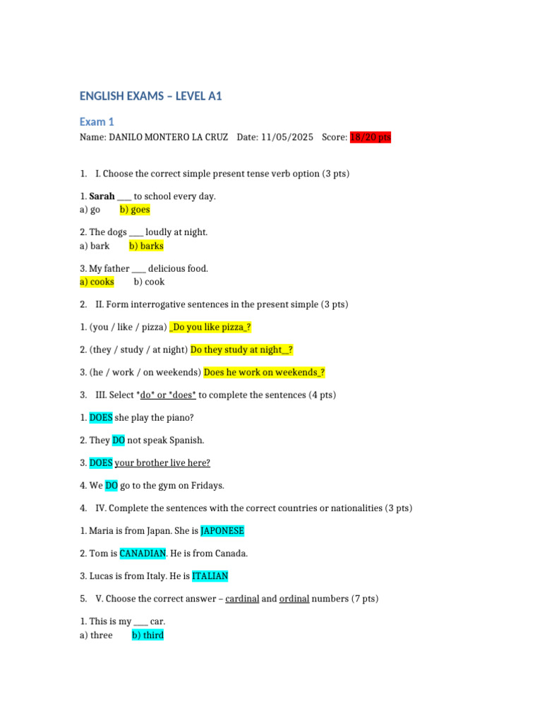 English Exams Only Questions | PDF | Linguistics