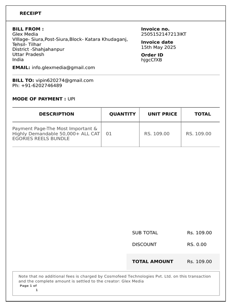 Glex Media Invoice Receipt | PDF