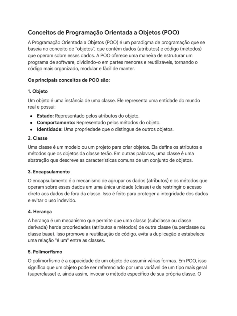 conceitos sobre POO | PDF | Classe (programação de computadores ...