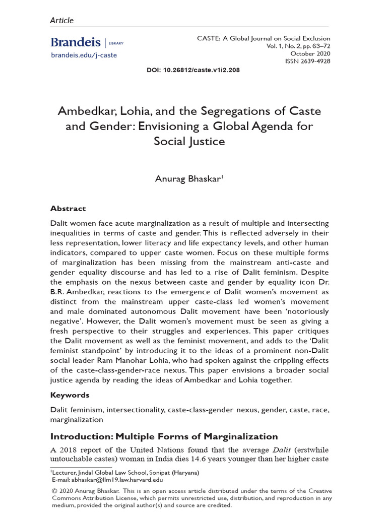 Dalit Feminism and Social Justice Agenda | PDF | Feminism | Gender Studies