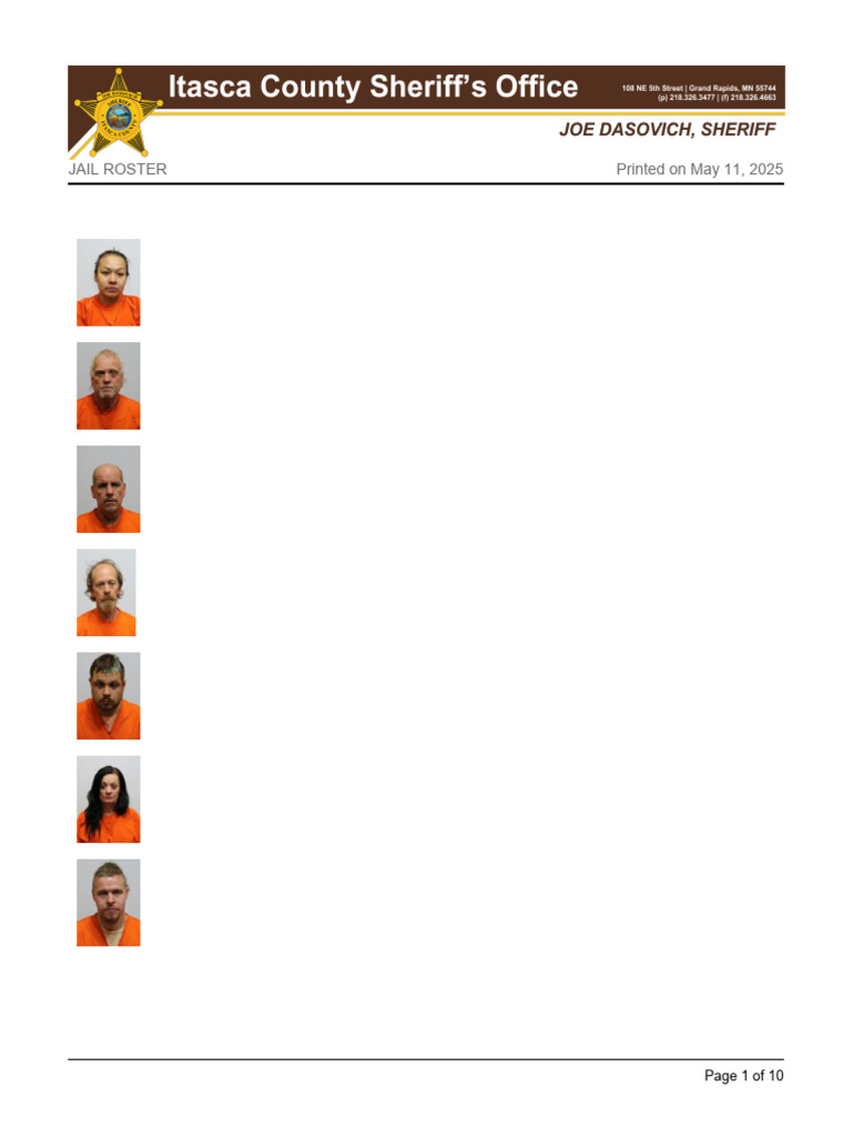 Beltrami County Jail Inmate Roster 2025 | PDF | Probation | United ...