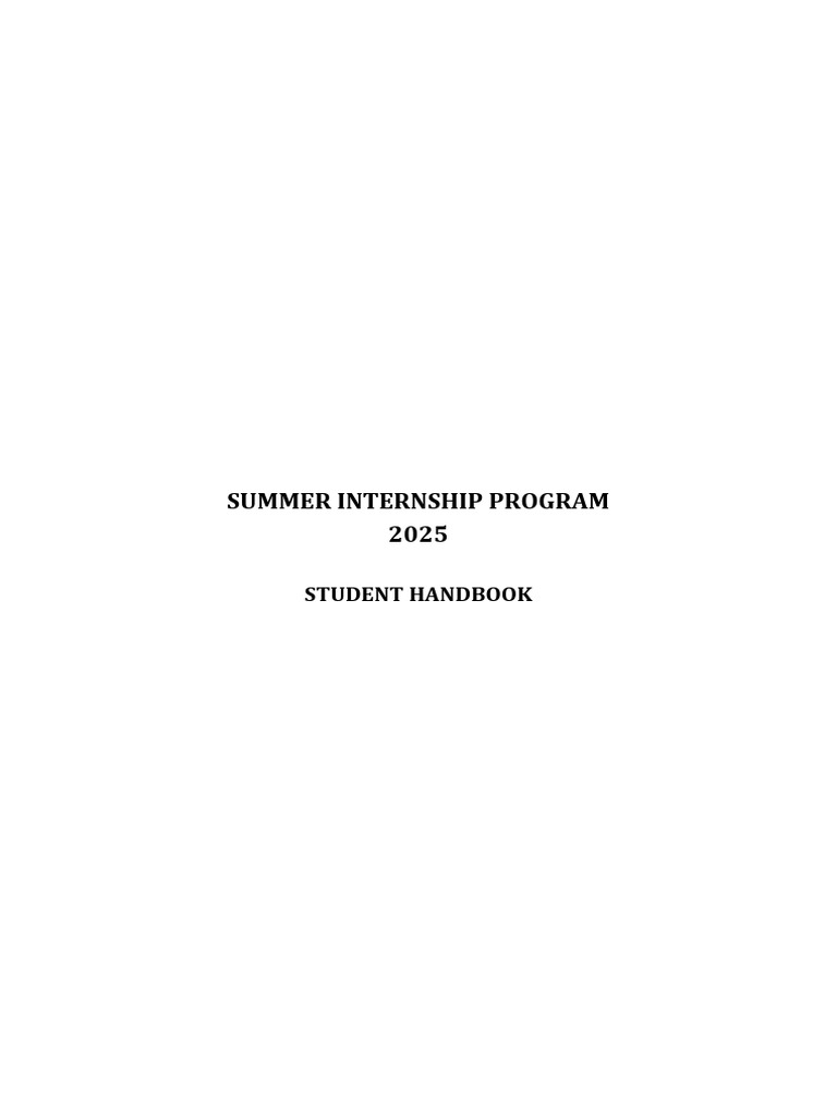 Summer Internship Program Handbook 2025 | PDF