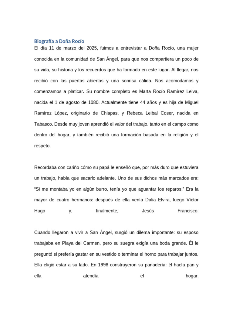 Biografía de Doña Rocío en San Ángel | PDF