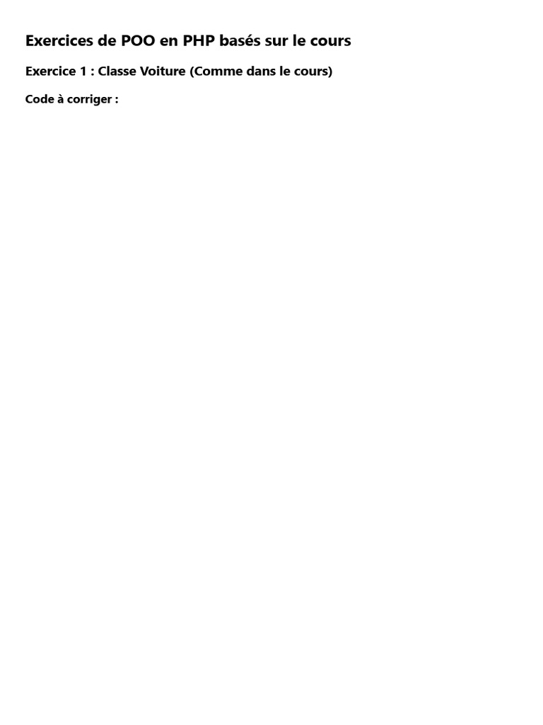 Exercices de POO en PHP : Corrections | PDF | PHP | Zone