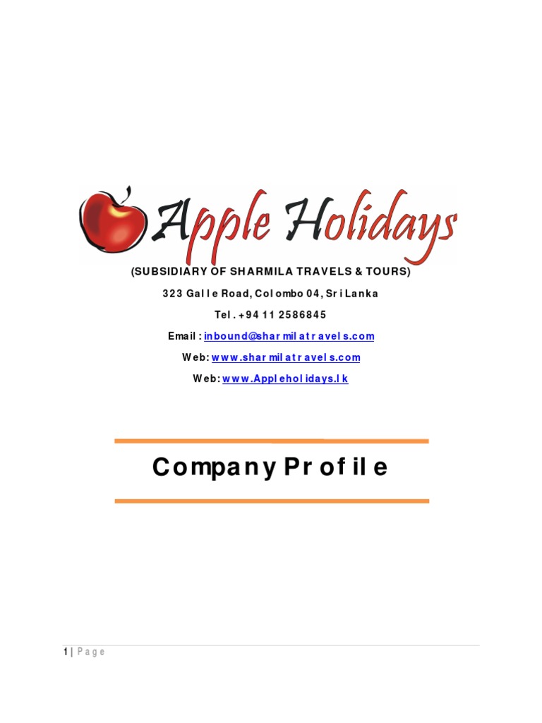 Apple Holidays Company Profile Sales Sri Lanka