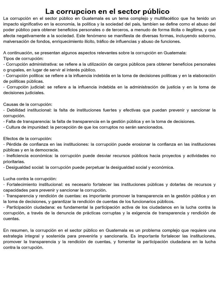 Corrupción en el Sector Público en Guatemala | PDF | Corrupción ...