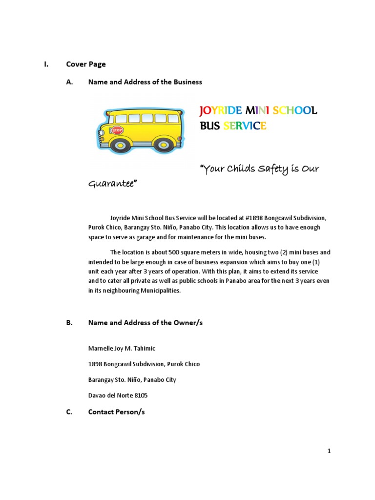 driving school business plan sample pdf