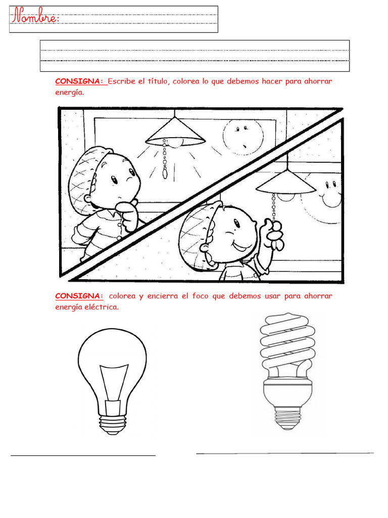 Ahorro de Energía para Niños: Colorea y Aprende | PDF