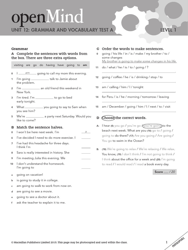 Grammar and Vocabulary Test A | PDF | Linguistics