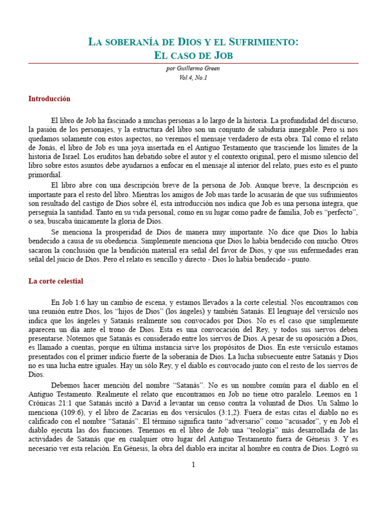 Soberania de Dios y Sufrimiento de Job | PDF | Satán | Libro de trabajo