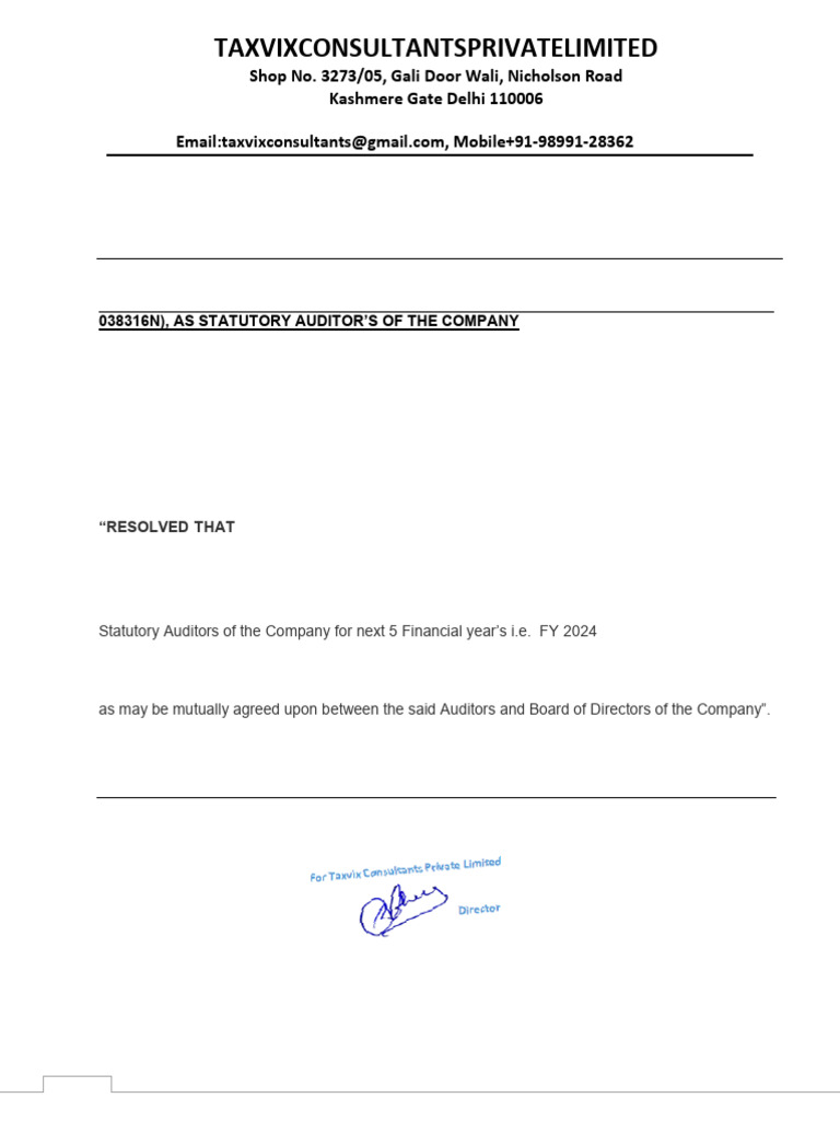 02 Resolution For Auditor Appointment Xpertrisk | PDF | Audit | Business