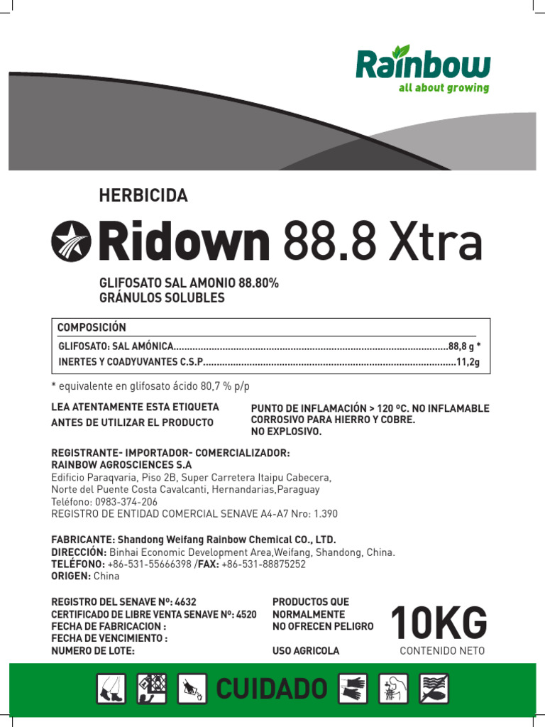 x2 h6 10kg Glyphosateammoniumsalt88.8sgw500h650ridown88.8xtra | PDF ...