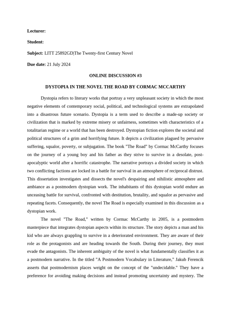 B24-726 Online Discussion | PDF | Dystopia | Utopian And Dystopian Fiction