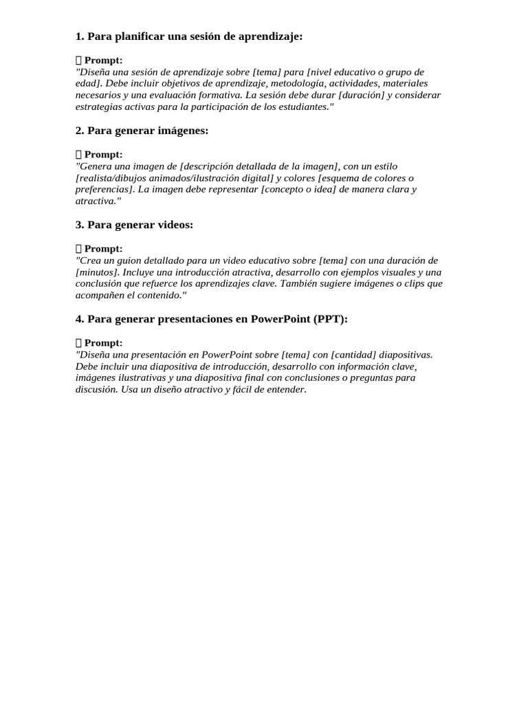 Prompts para Crear Contenido Educativo | PDF