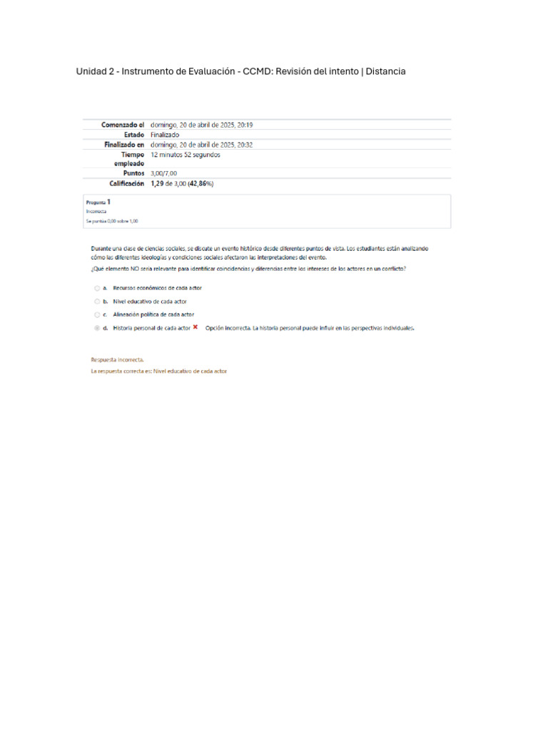 Unidad 2 - Instrumento de Evaluación - CCMD - Revisión Del Intento ...