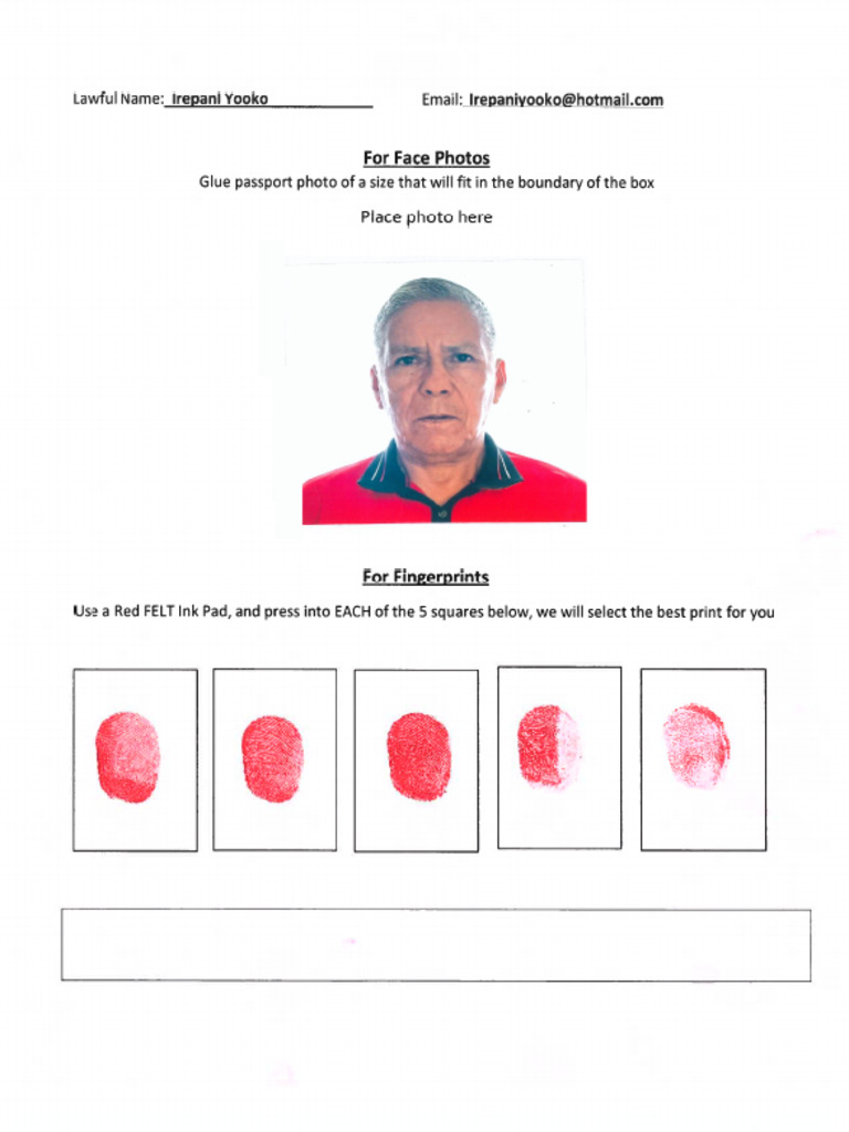 Irepani Correct Picture & Finger Print & Autogragh Wrong | PDF