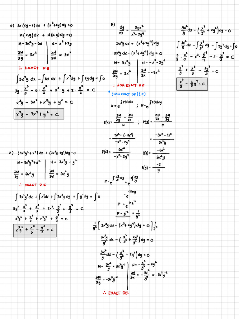 Exact D.E Solution | PDF