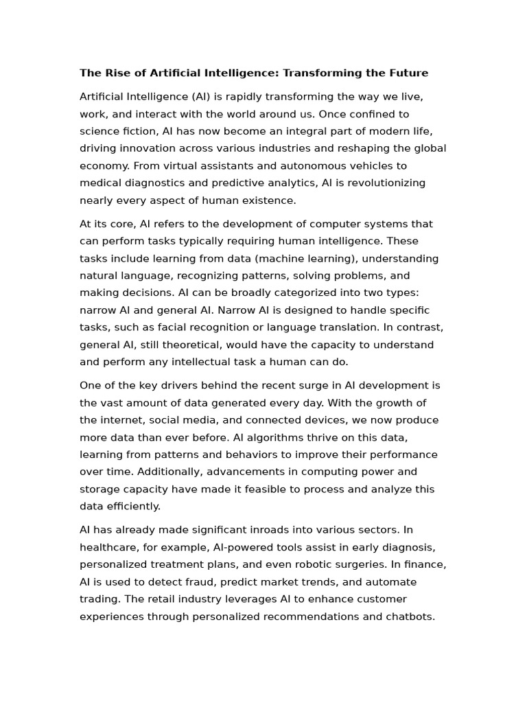 The Rise of Artificial Intelligence | PDF | Artificial Intelligence ...