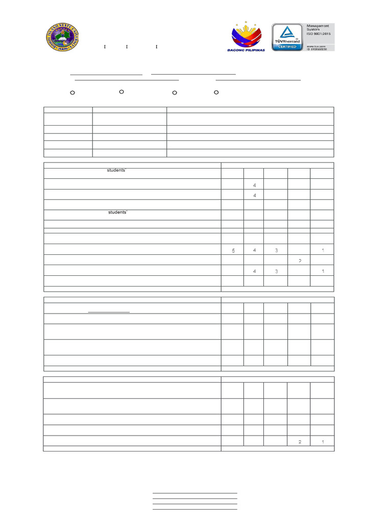 Instrument For Teaching Effectiveness | PDF | Learning | Knowledge