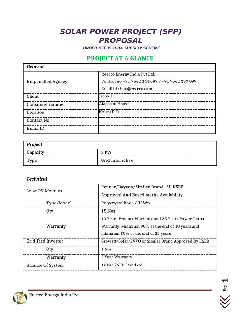 5kW Solar System Quotation Proposal | PDF | Solar Power | Photovoltaics