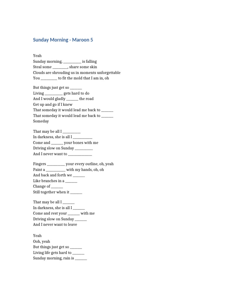 Sunday Morning | PDF