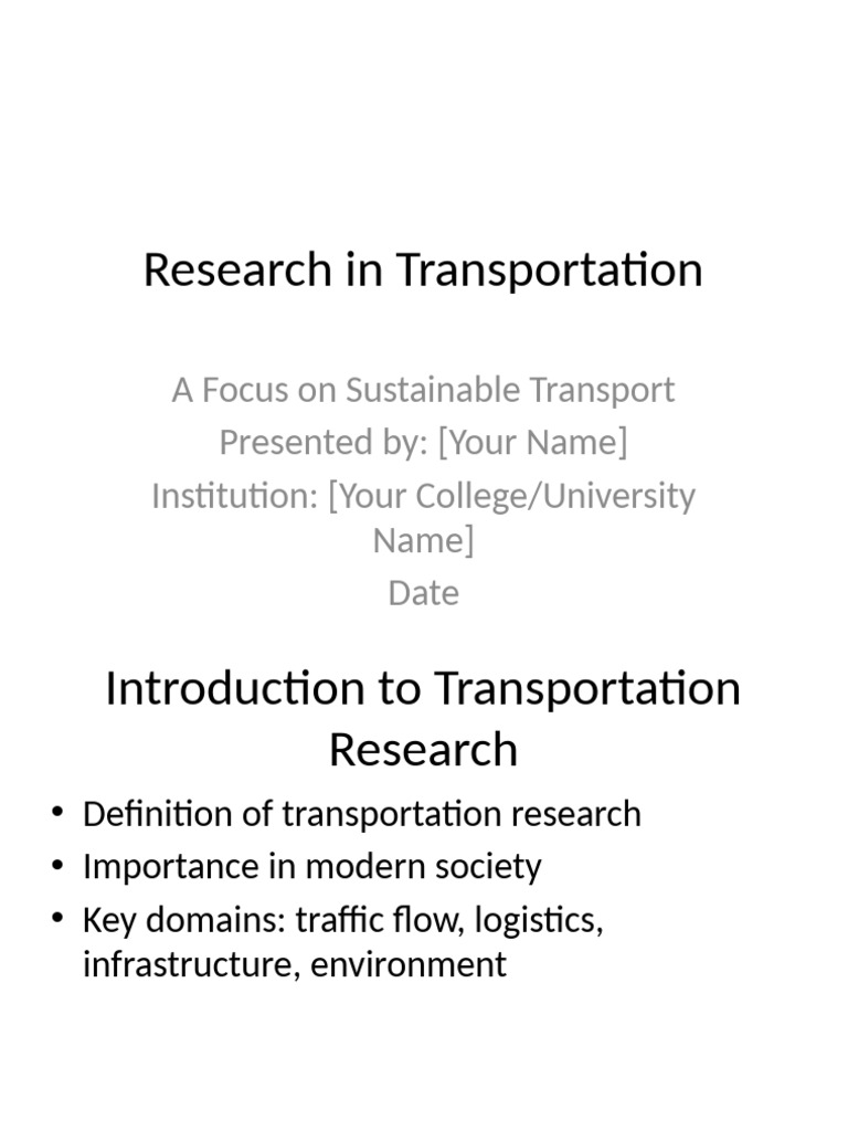 Sustainable Transport Research Insights | PDF | Sustainable Transport ...