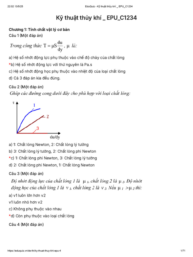Kỹ thuật thủy khí - EPU - C1234 | PDF