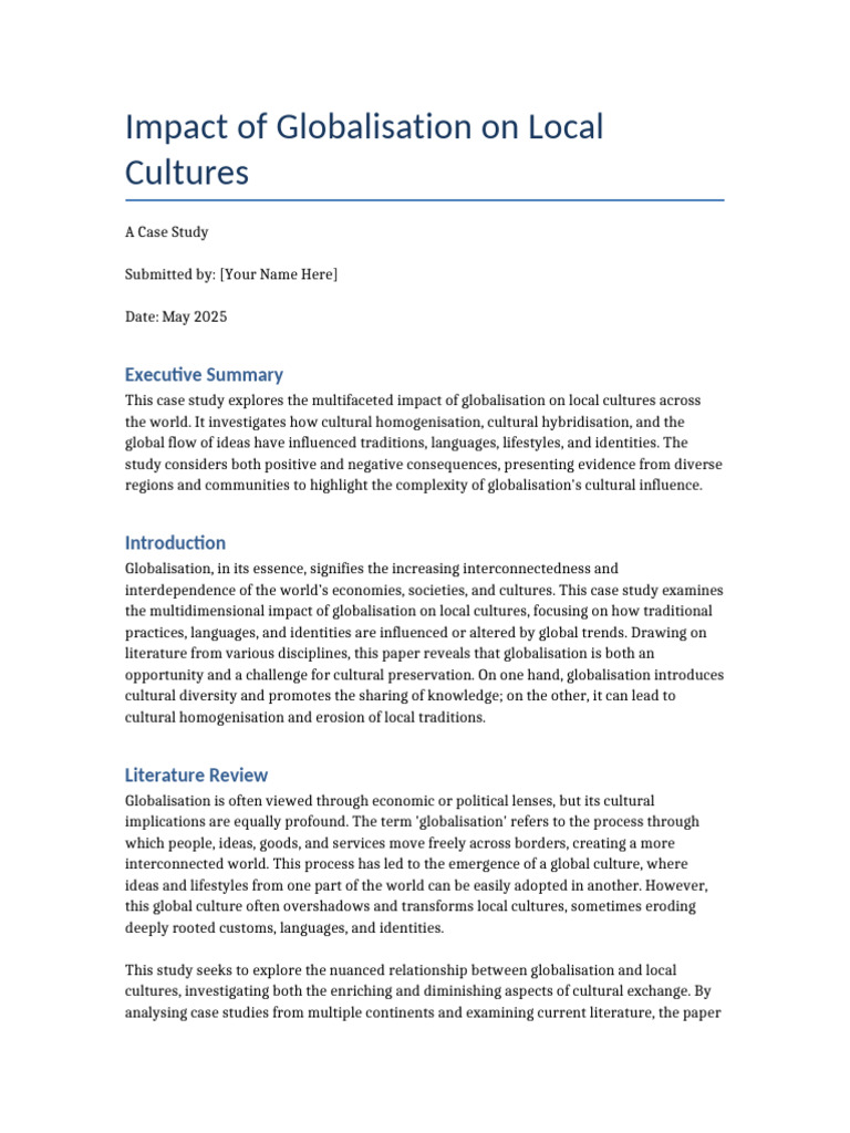Globalization's Effects on Local Cultures | PDF | Globalization | Fast Food