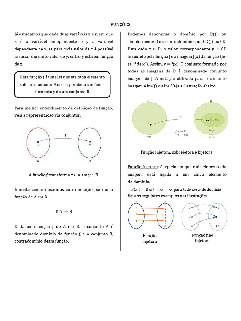 Definição e Tipos de Funções Matemáticas | PDF | Função (Matemática ...