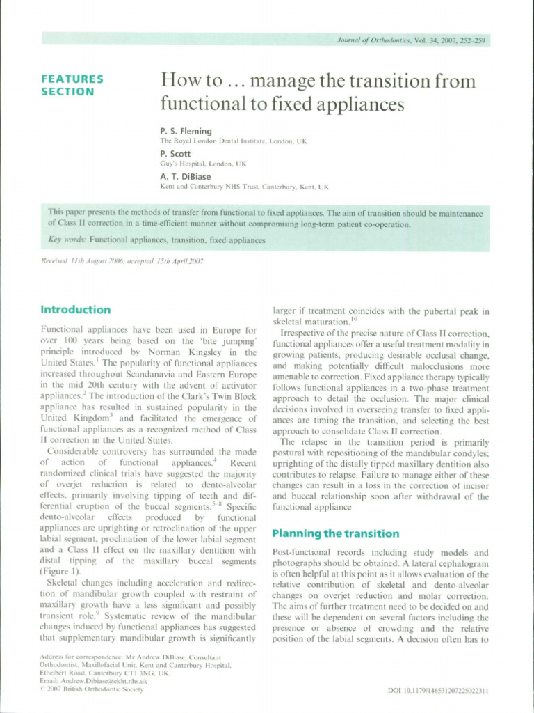 2007 How To Manage Transition From Functional To Fixed Appliances | PDF ...
