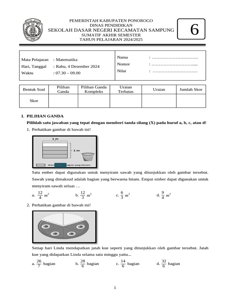 Soal Sat Matematika Vi | PDF