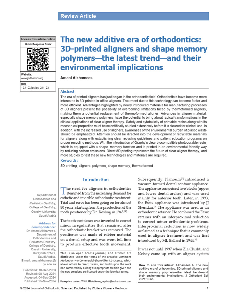 The New Additive Era of Orthodontics 3d Printed.55 | PDF | 3 D Printing ...