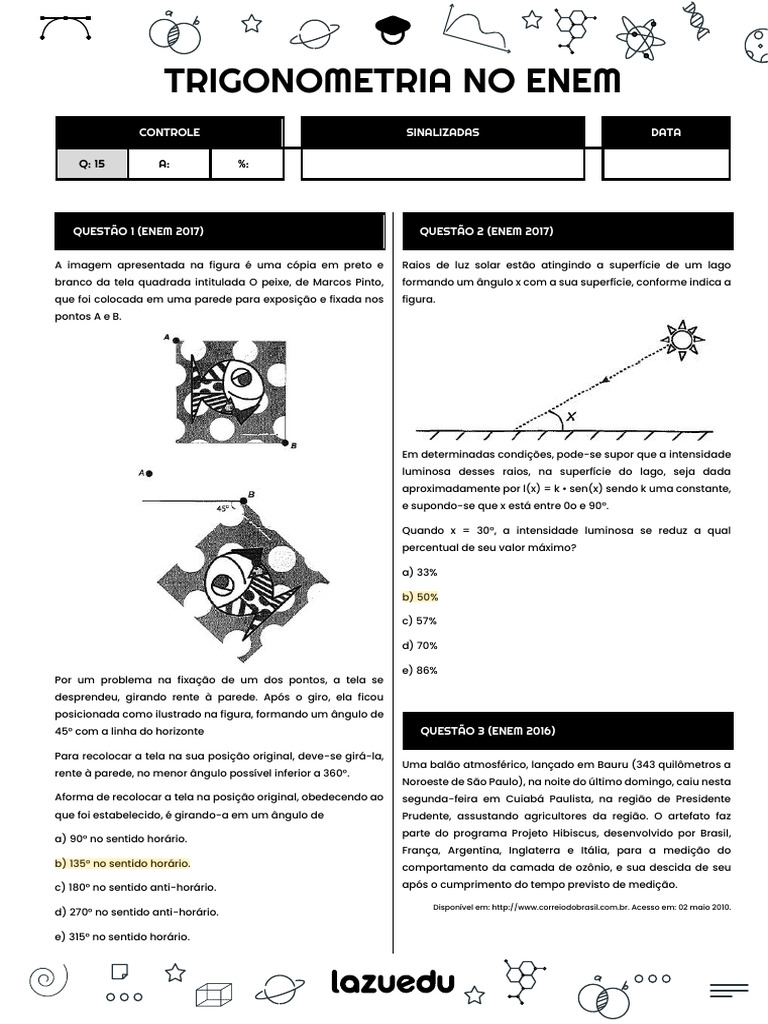 Trigonometria no ENEM: Questões e Soluções | PDF | Tempo | Velocidade
