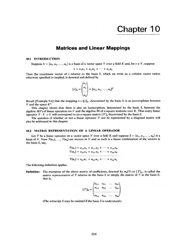 10 Matrix representation of Linear transformation | PDF