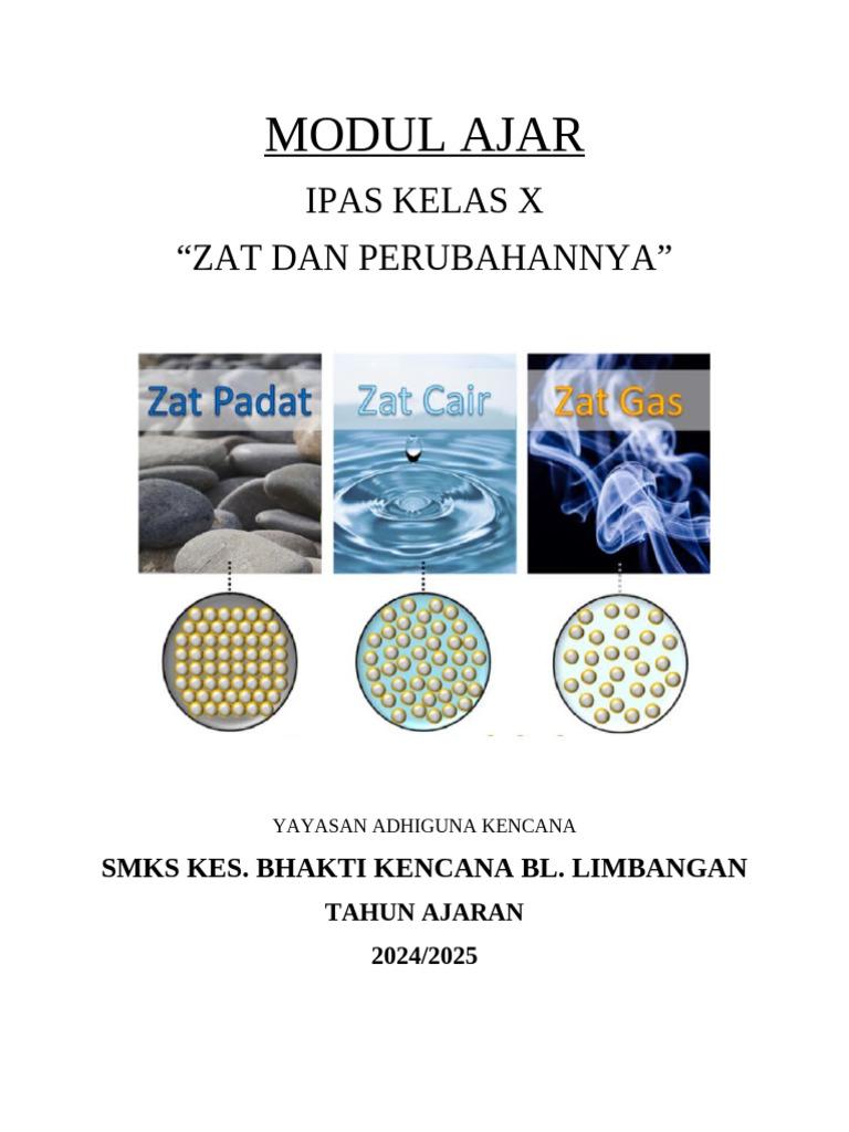 Modul Ajar Zat dan Perubahan SMK Kelas X | PDF