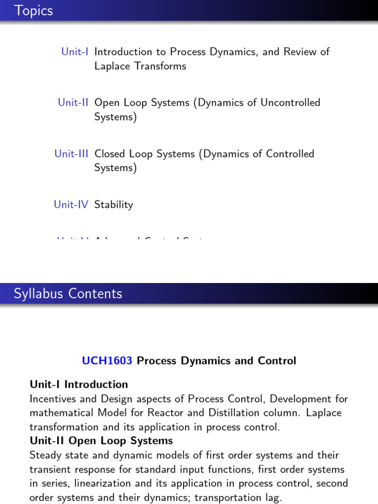 Process Dynamics and Control Syllabus | PDF | Control Theory | Mathematics
