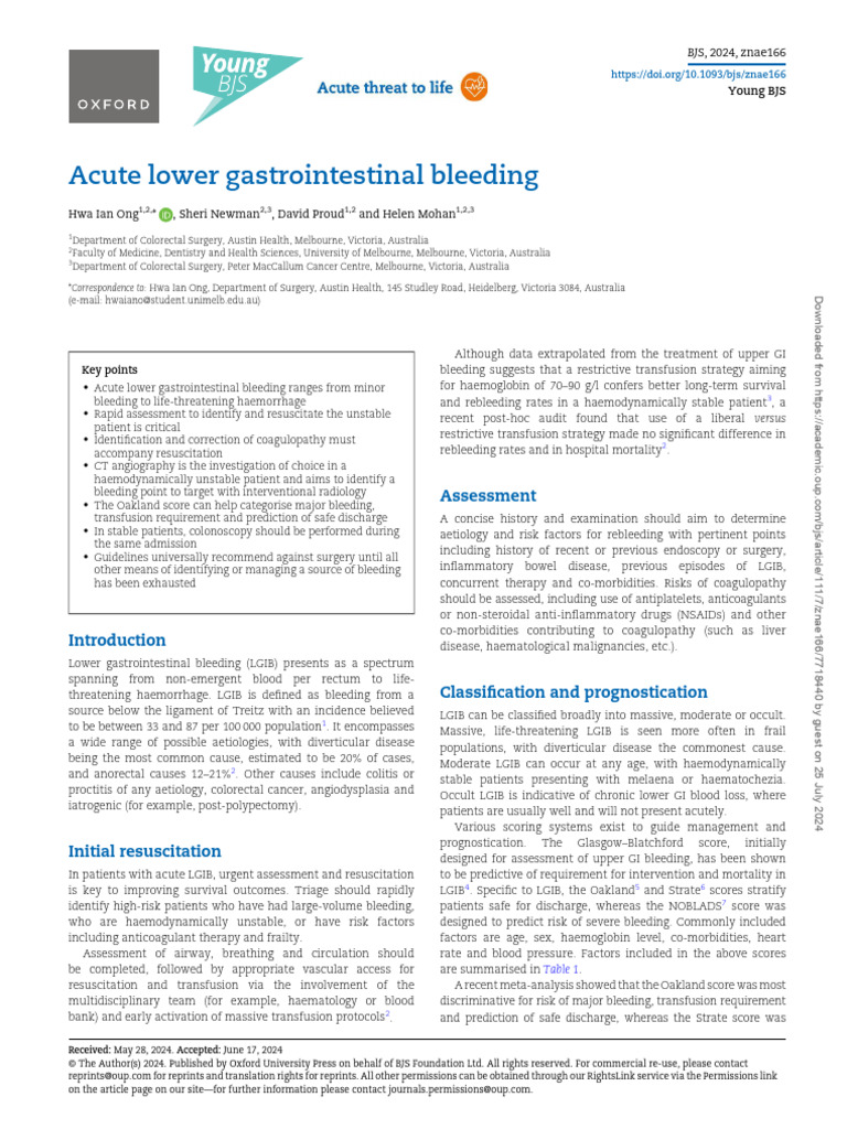 Acute Lower Gastrointestinal Bleeding Guide | PDF | Medical Specialties ...