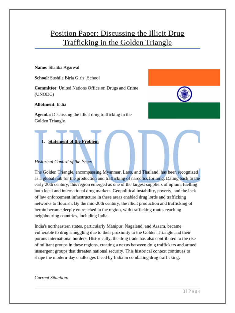 IndiaUNODC_PositionPaper_ShalikaAgarwal | PDF | Illegal Drug Trade ...
