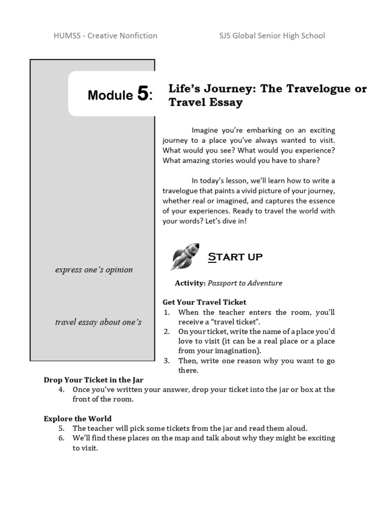 Writing Engaging Travelogues | PDF | Travel Literature | Essays