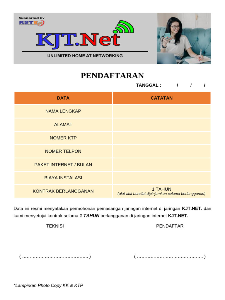 Formulir Pendaftaran Internet KJT.NET | PDF