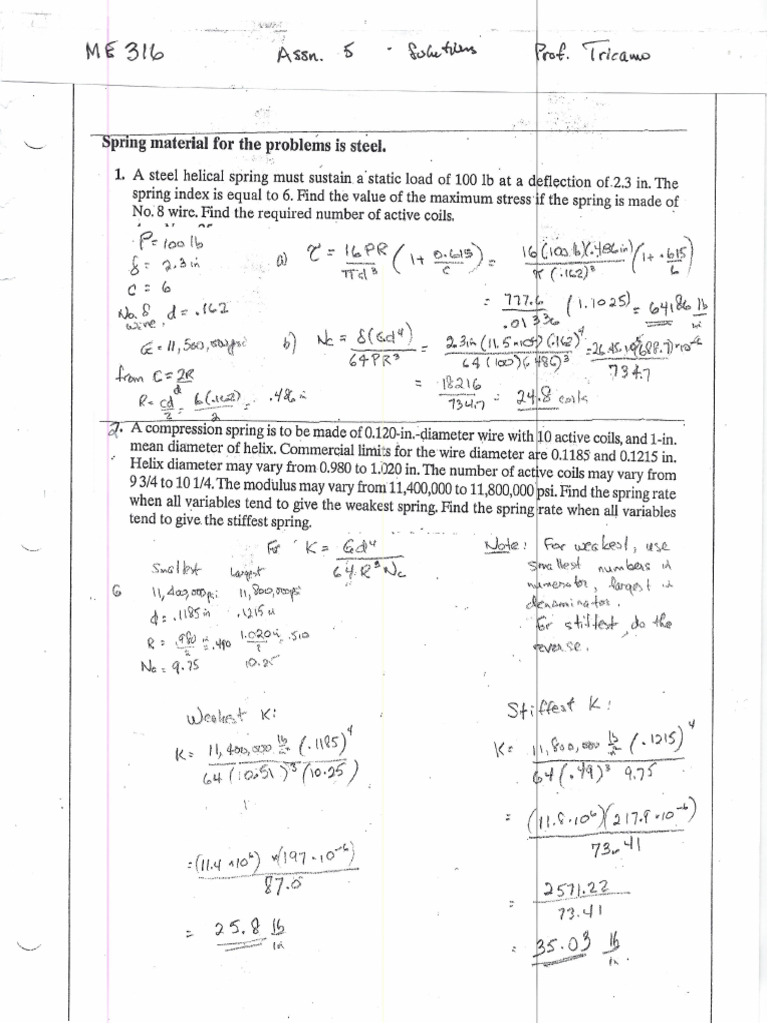 Solutions For HW 5 and Spring Equations | PDF